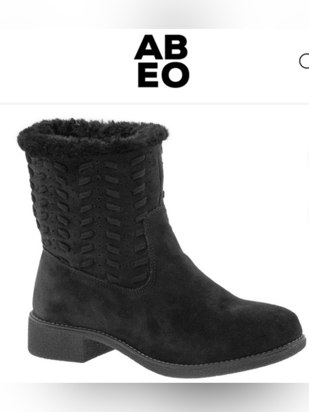 ABEO Black Leather Sheepskin Lined Ankle Boots Size 7.5
